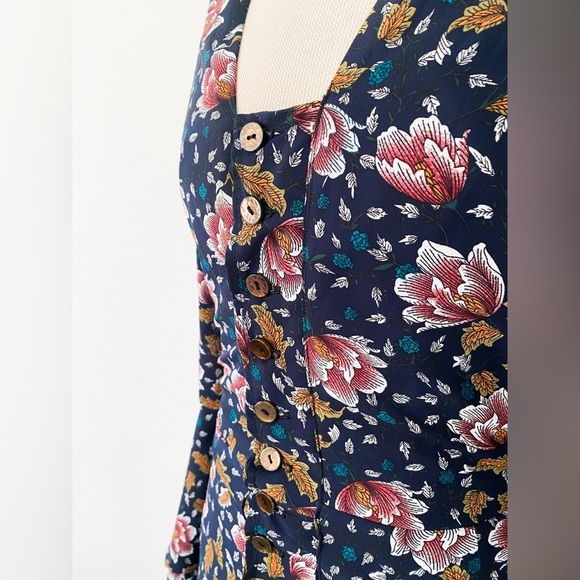 Hommage From Los Angeles Women’s Floral Blouse, Navy Blue, Size Small - Picture 4 of 12